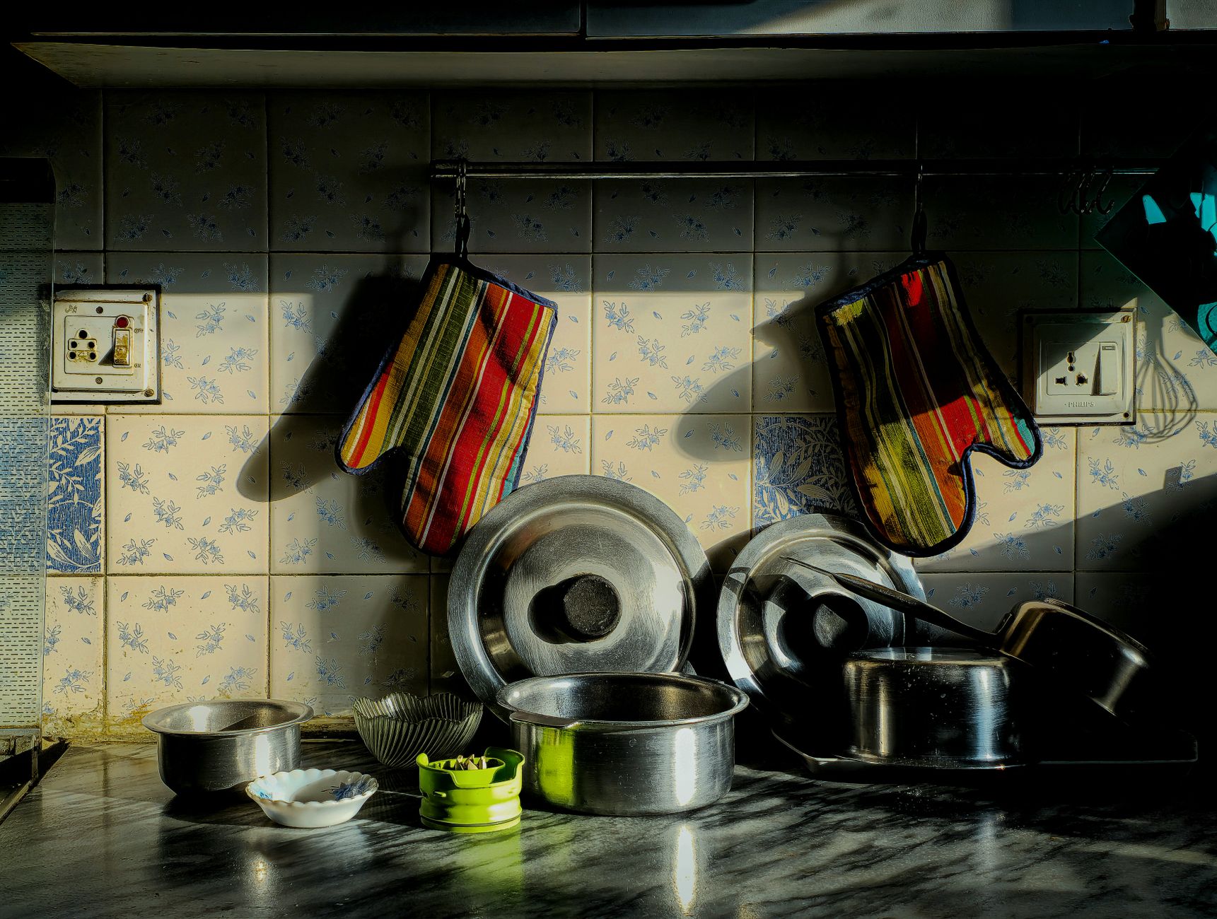 Organized kitchen counter and everyday kitchen items